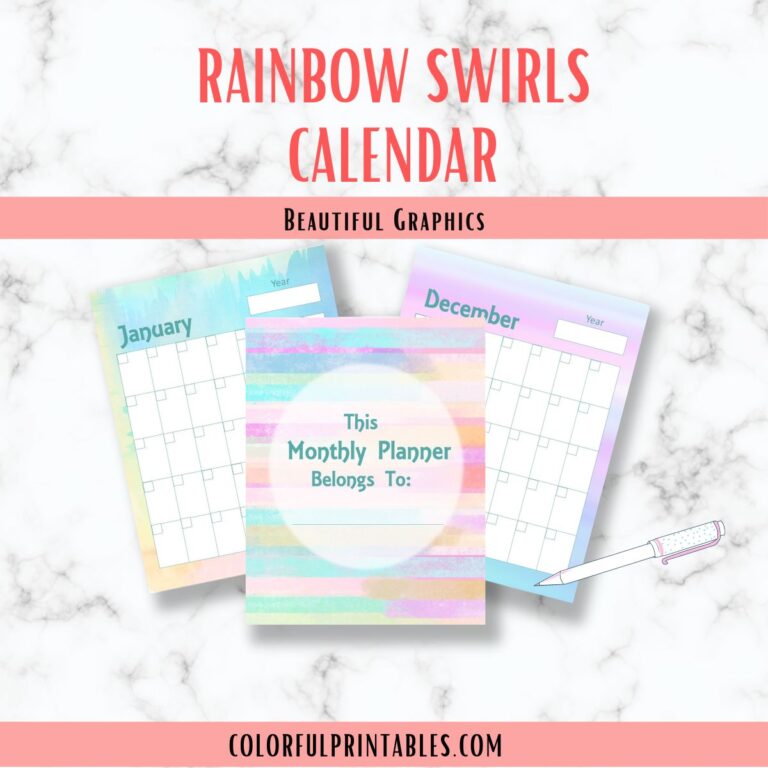 Rainbow Swirls Calendar