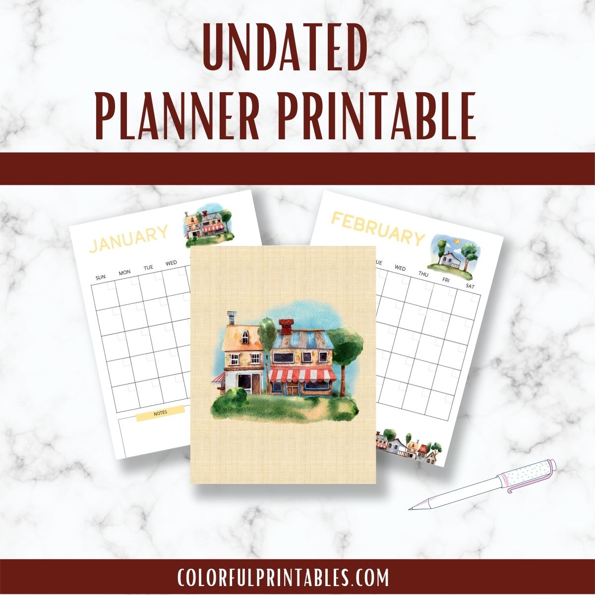 Country Town Undated Calendar & Planner